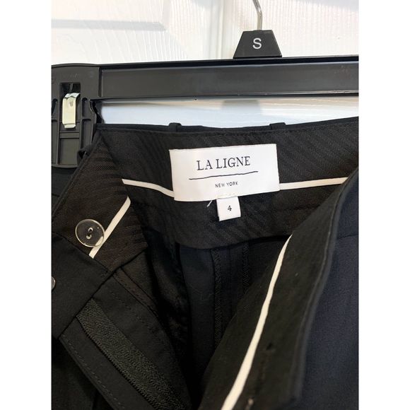 La Ligne Le Black Cigarette Tuxedo Pants Wool Blend NWT Size 4 - Picture 7 of 10